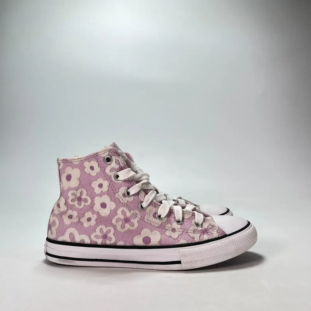 Converse Chuck Taylor All Star High Purple Floral Embroidery A08117F Youth Sz 3